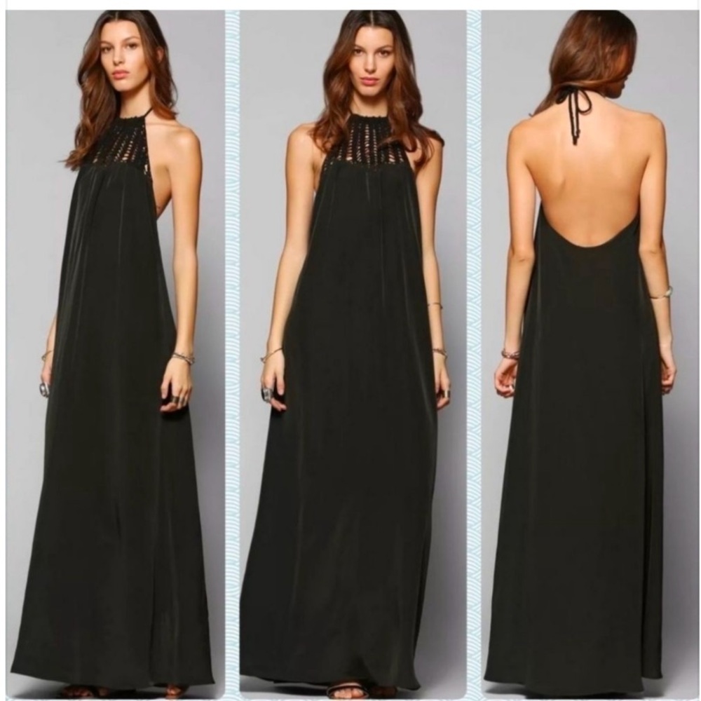 Lovers + Friends by Revolve Women’s Black Crochet Maxi‎ Dress Open Back SZ Small